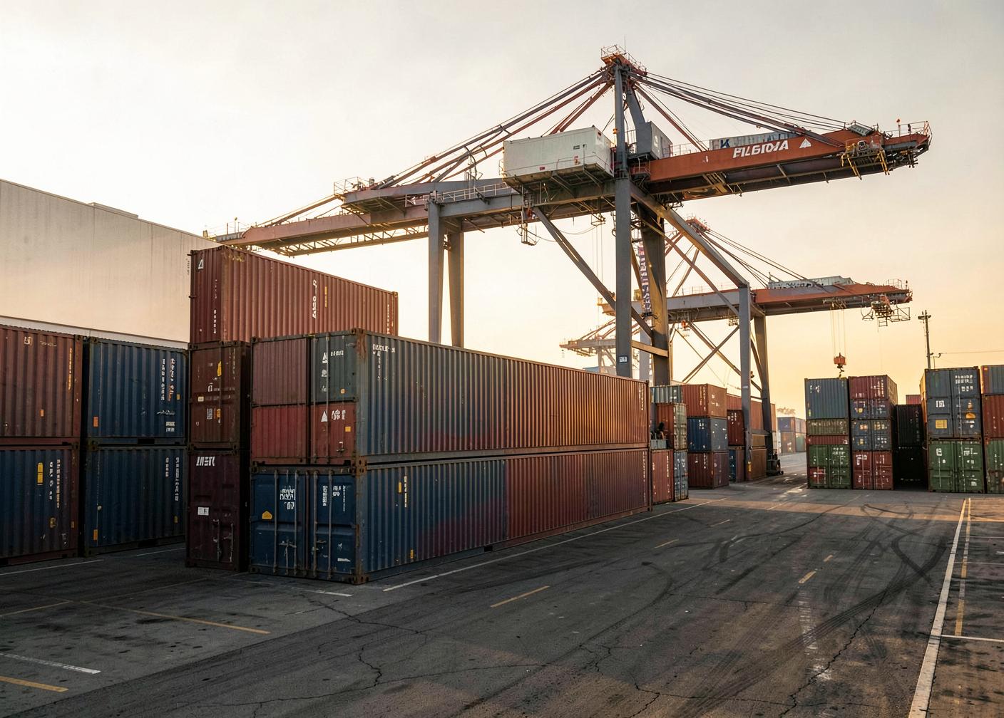 Illustration d'un parc à conteneurs portuaire