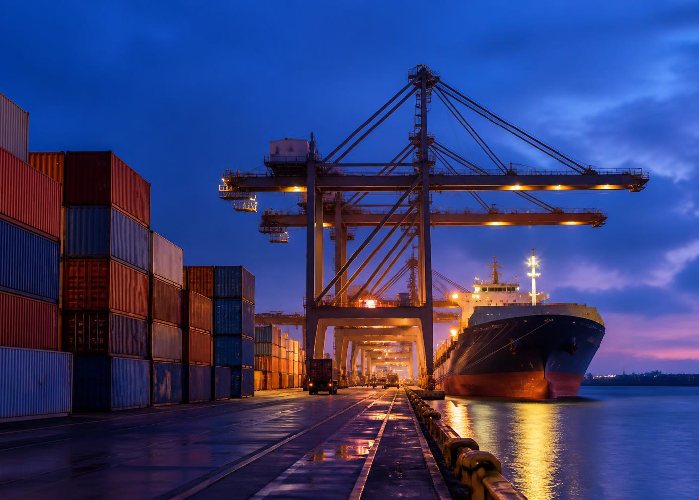 Illustration d'opérations logistiques et douanières dans un terminal portuaire