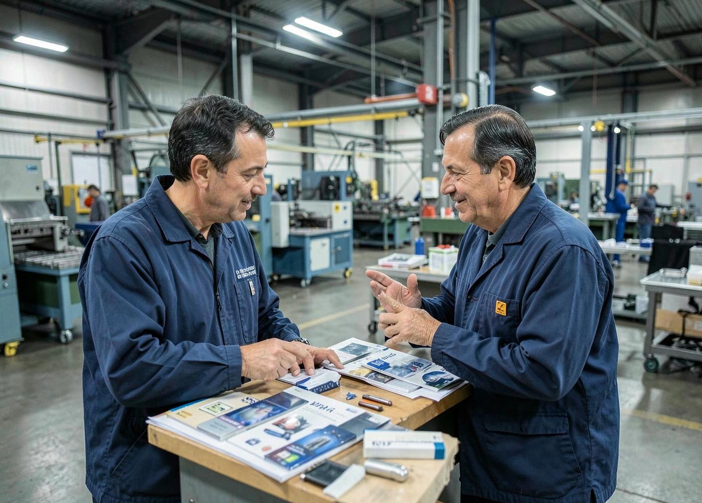 Illustration d'un échange avec un fournisseur dans une usine